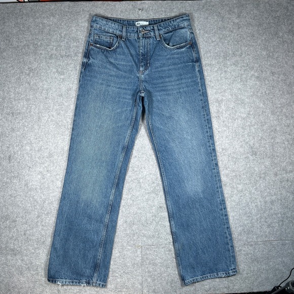 Zara Denim - Zara Denim Jeans Women‎ Size 6 30x32 Blue Straight Leg Baggy High Rise Casual